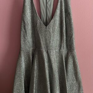 Lulu's Shimmering Silver Backless Dress